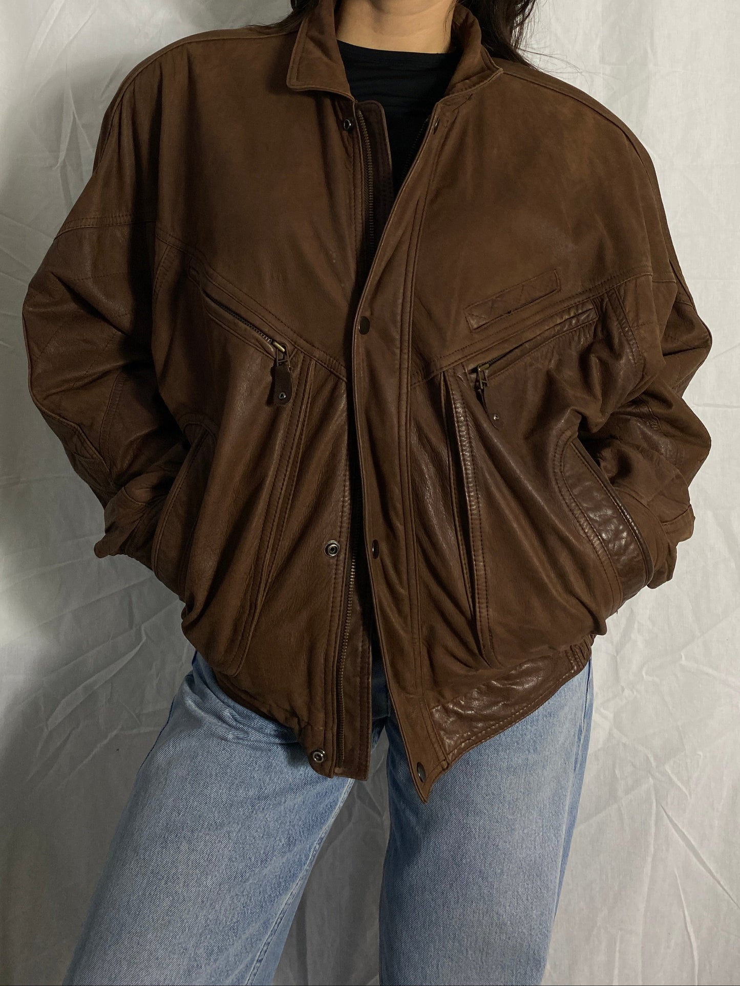 braune lederjacke bomber vintage