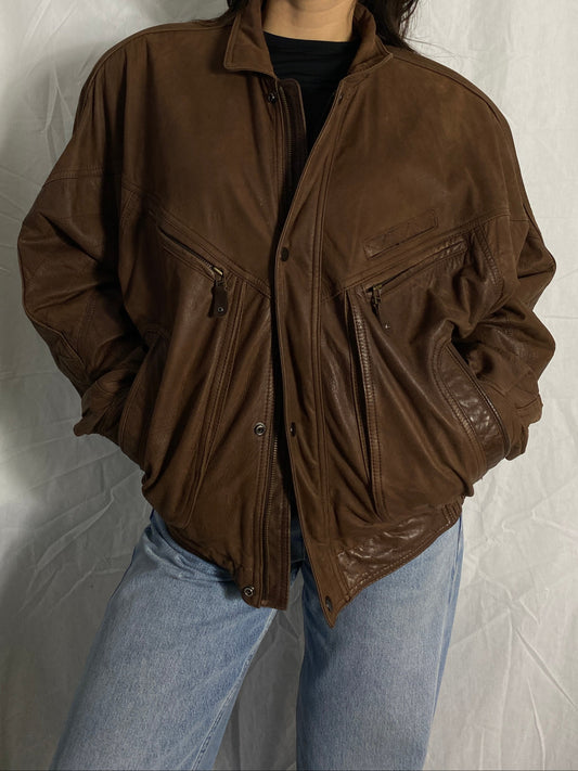 braune lederjacke bomber vintage