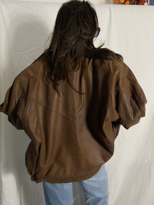 Braune Vintage Bomber Lederjacke