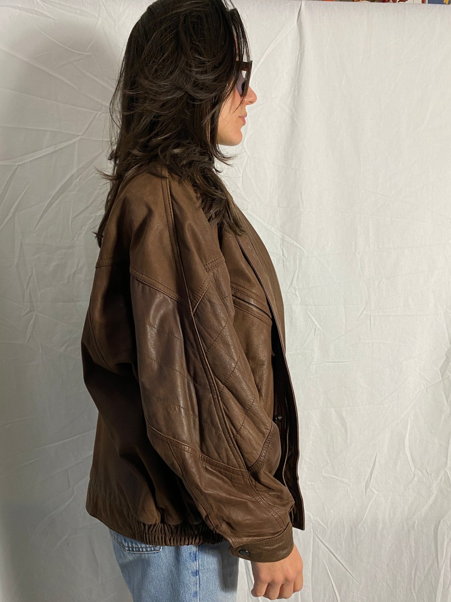 bomber leatherjacket brown
