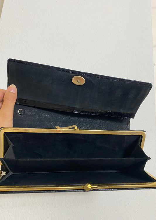 Black leather clutch