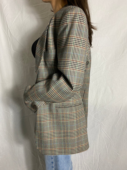 Karierter Blazer aus reiner Schurwolle