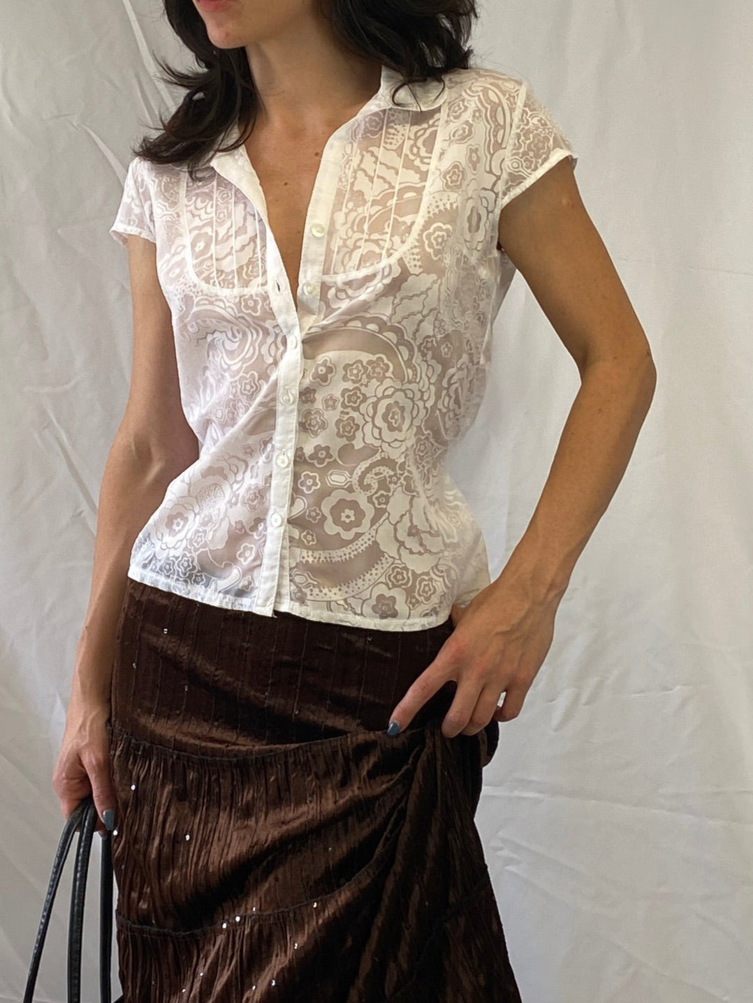 Transparente Blumen Bluse
