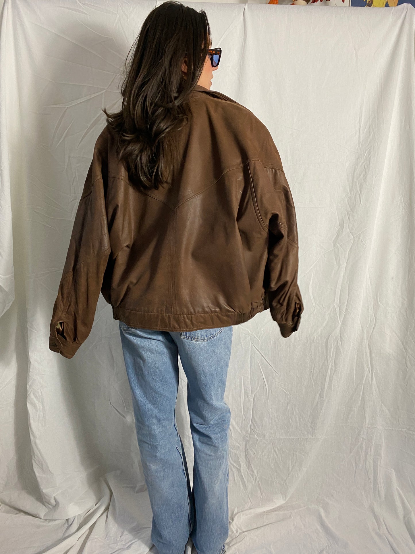 Braune Vintage Bomber Lederjacke