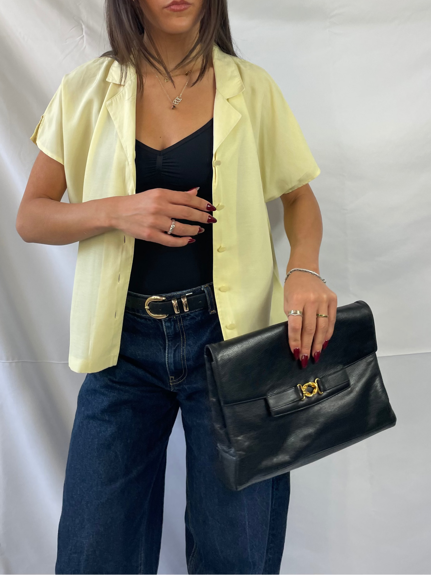 Schwarze Gucci Lederclutch
