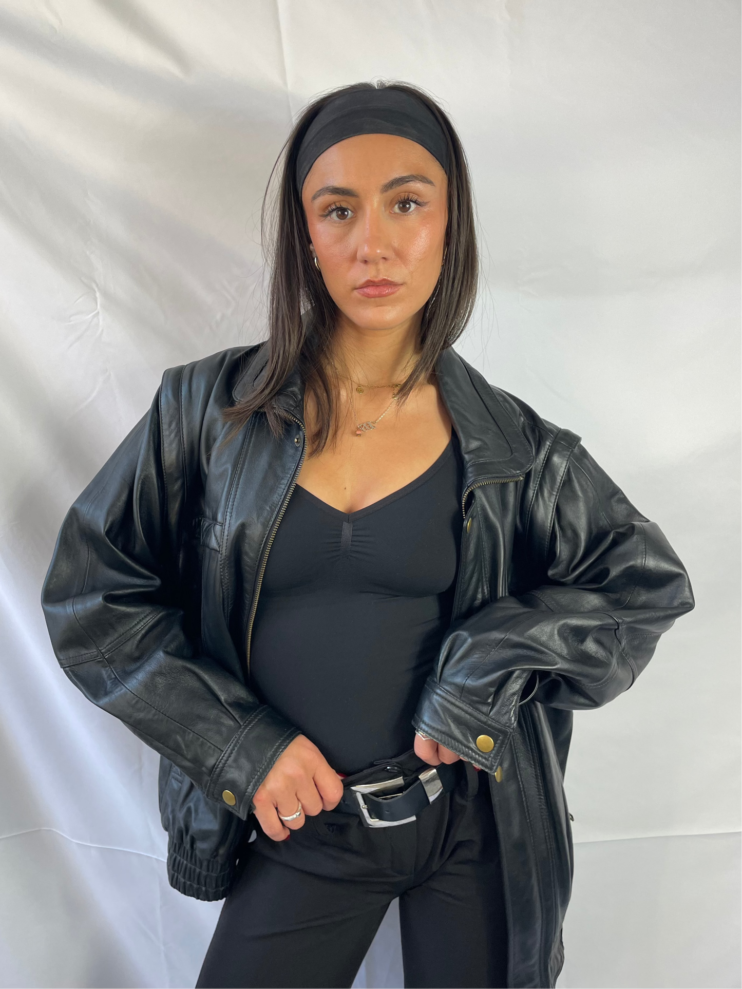 schwarze Lederjacke vintage