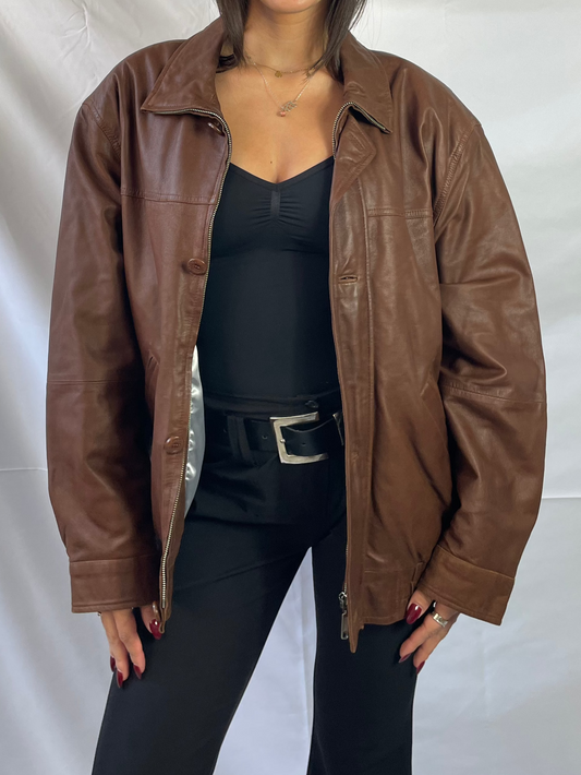 Braune Bomberjacke Leder