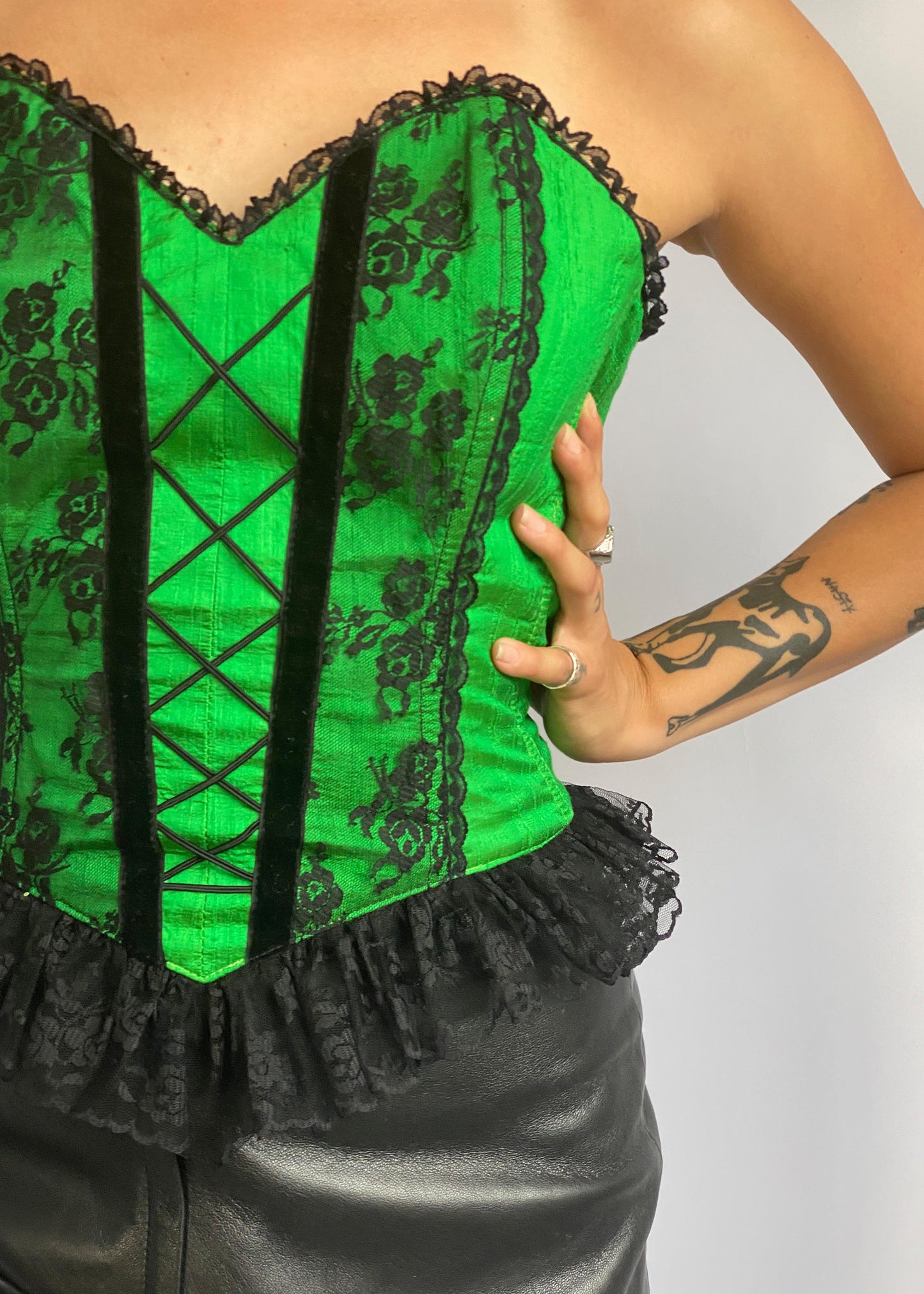 emerald green corset