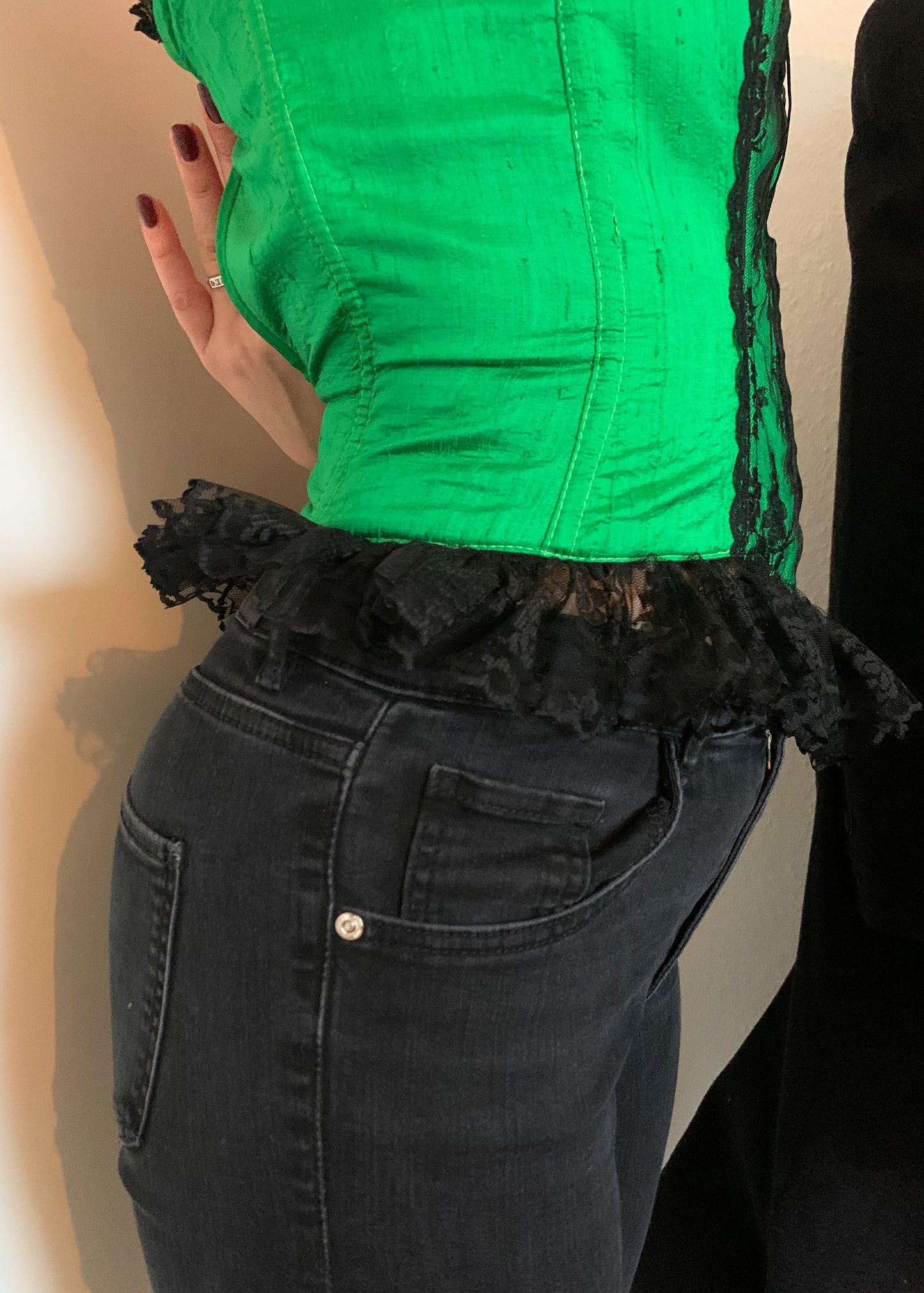 emerald green corset