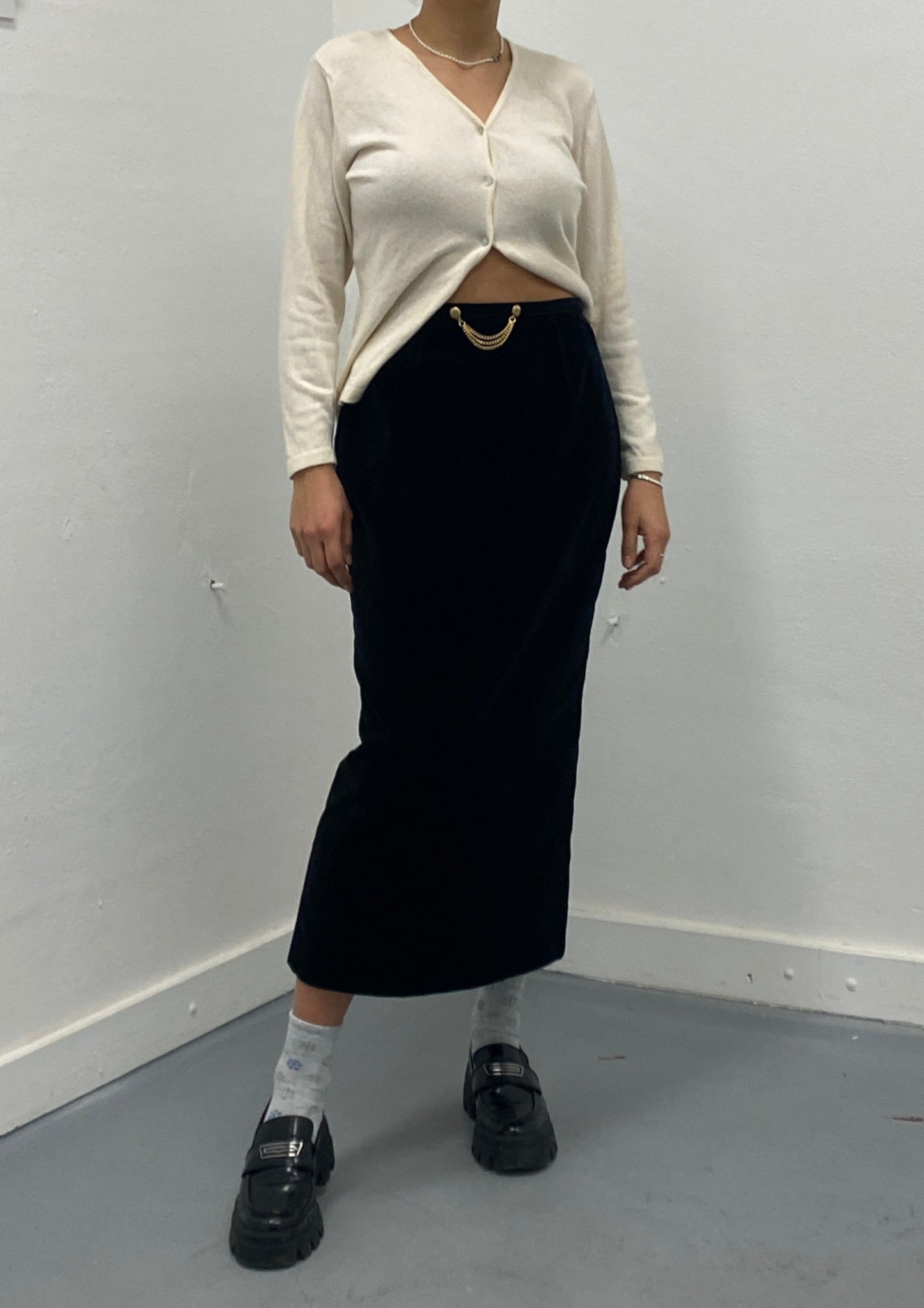 Black velvet skirt