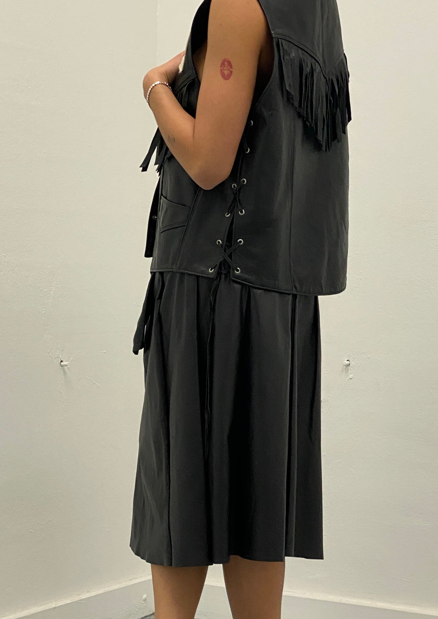 leather skirt with belt