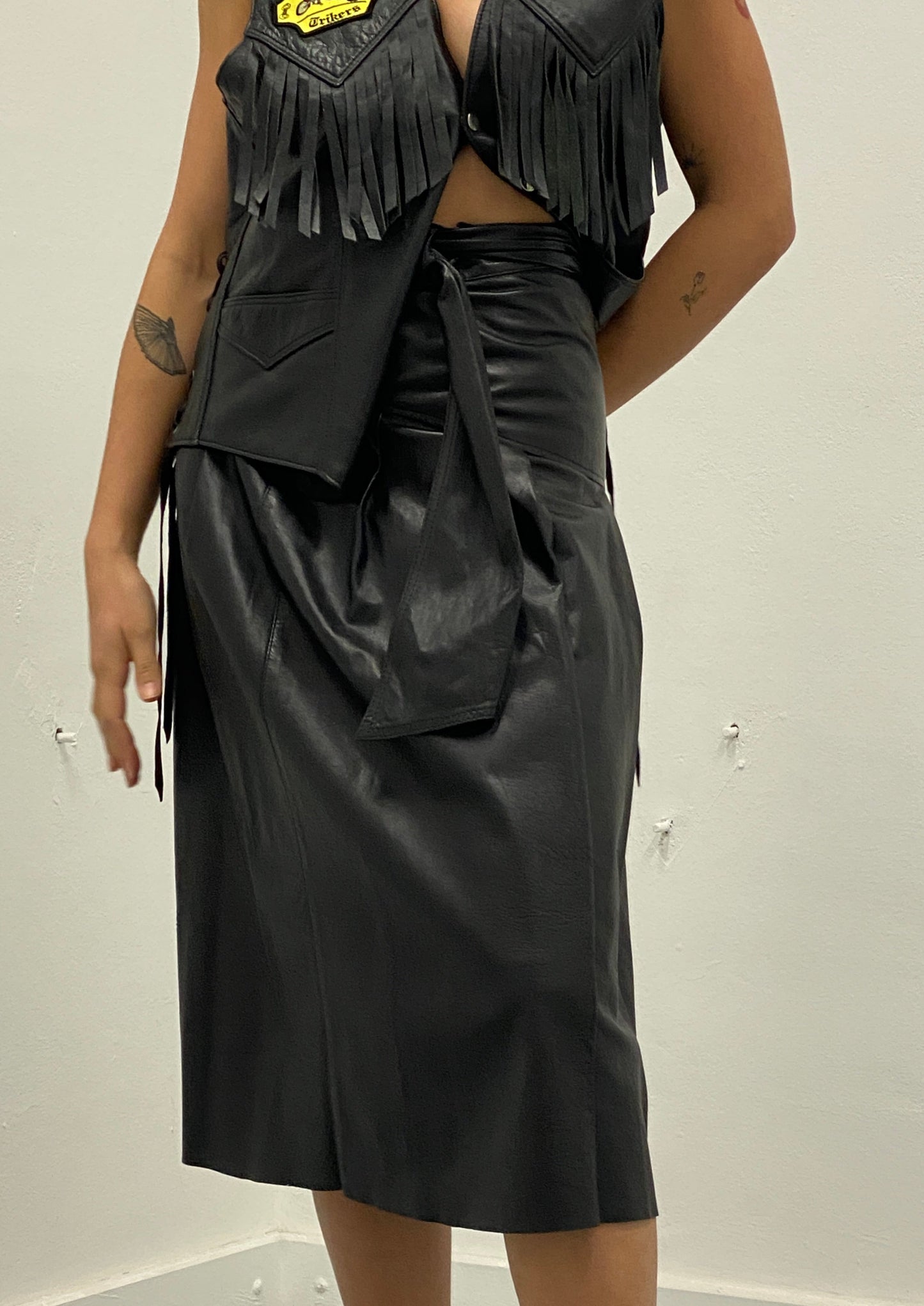 leather skirt with belt