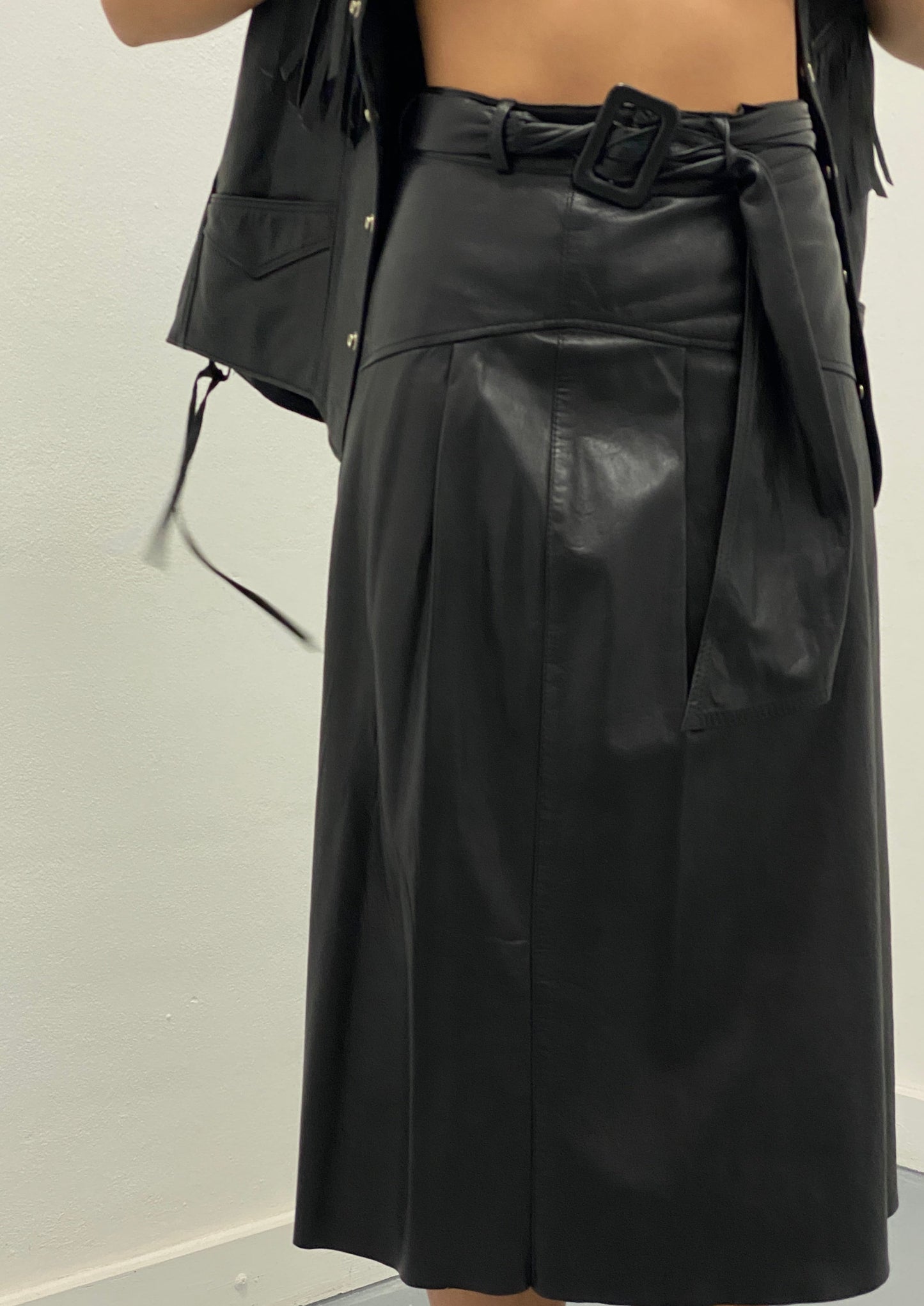 leather skirt with belt