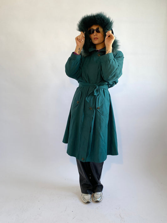 second hand Mantel mit fell kapuze