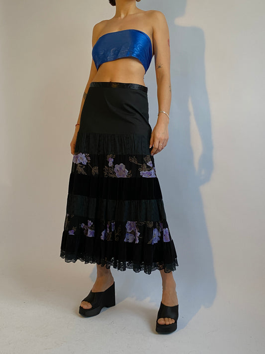 materialmix spitzen rock lang vintage second hand