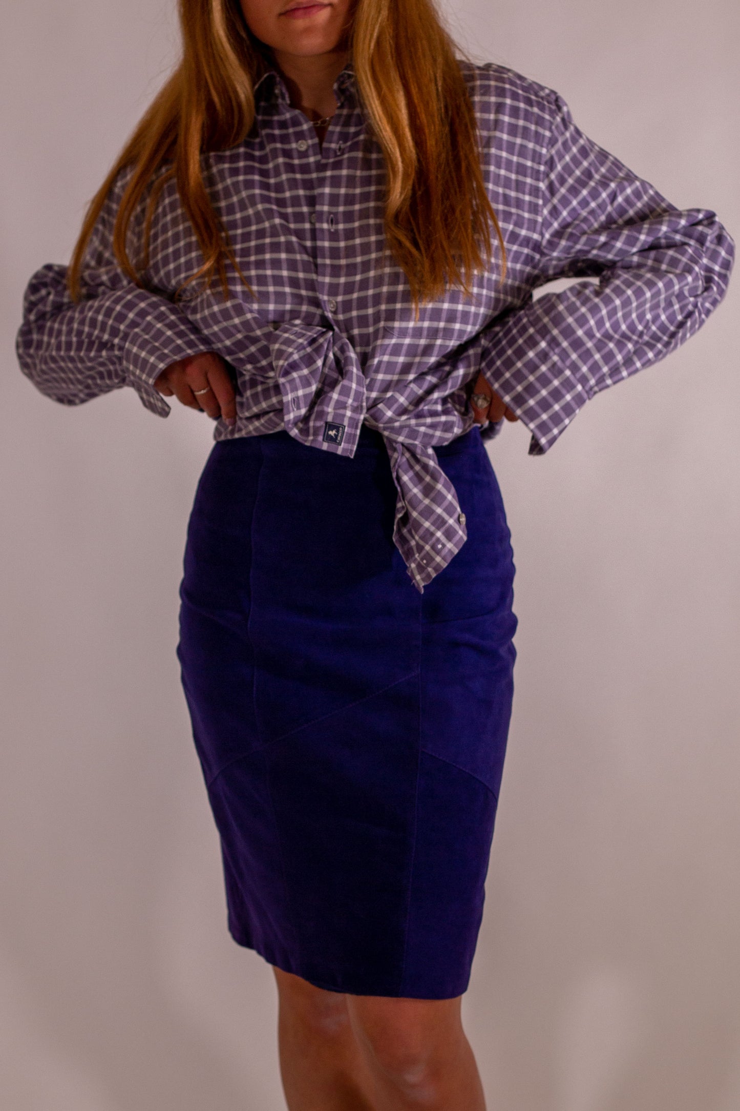 lilac suede skirt