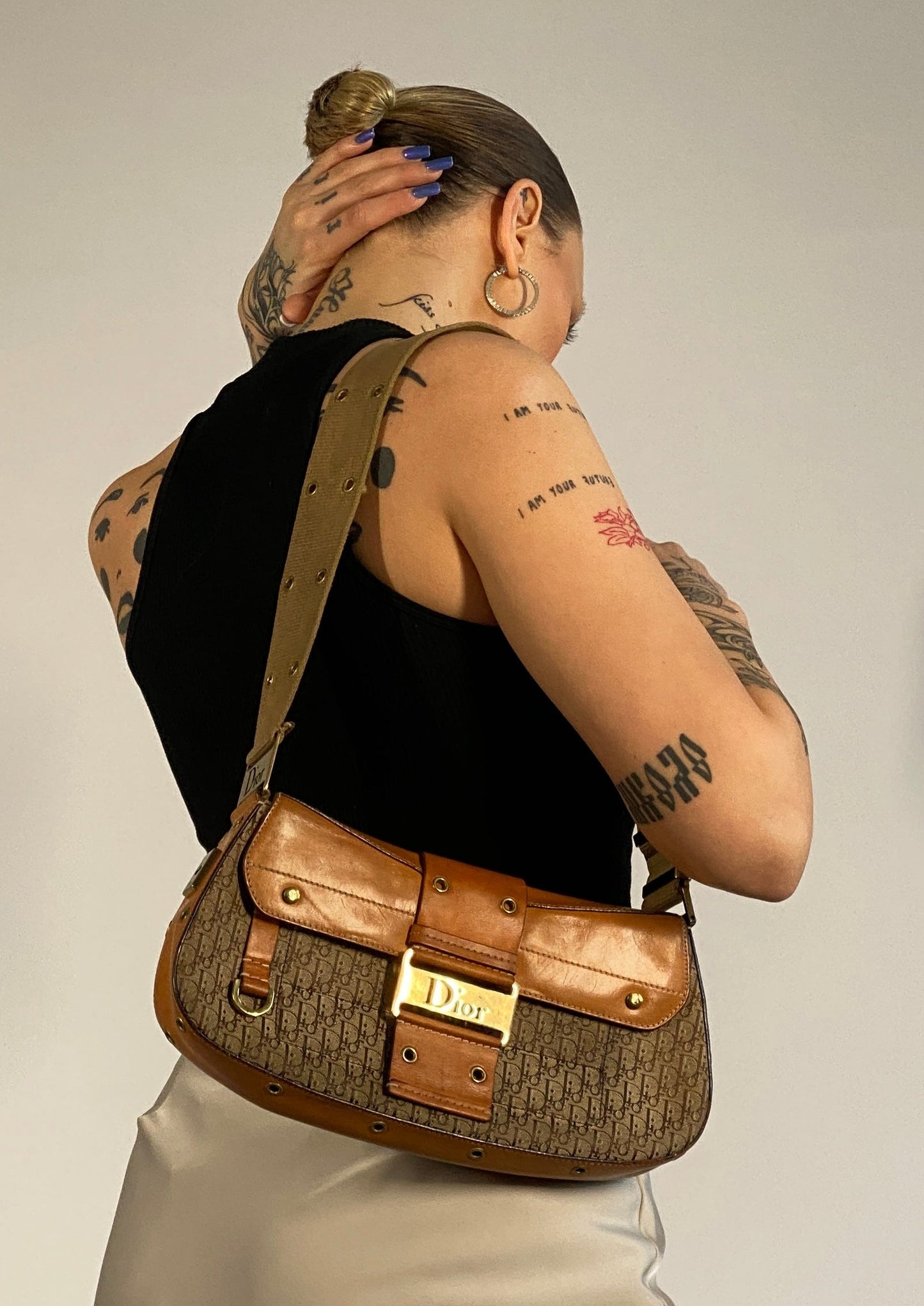 dior bag second hand leather canvas