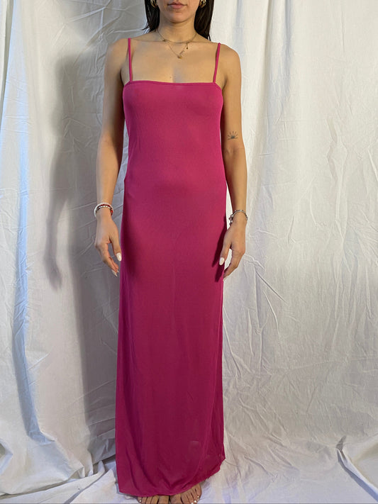 langes pinkes kleid