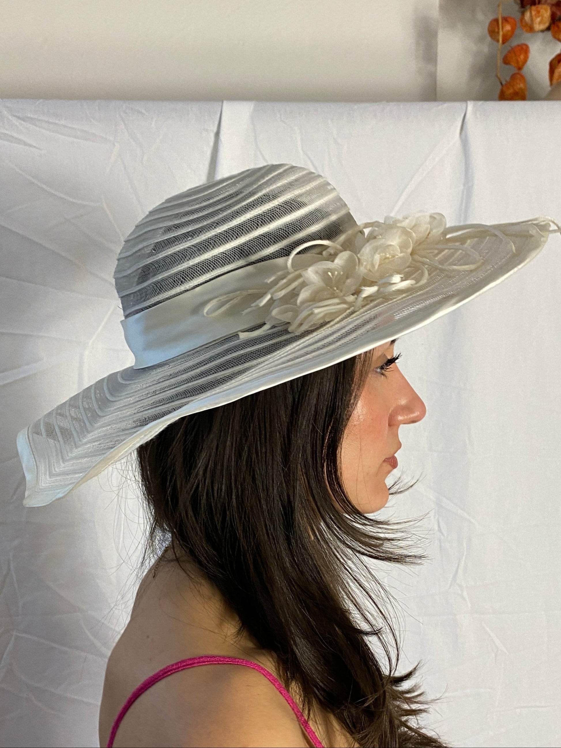 mesh hut vintage hochzeit weiß