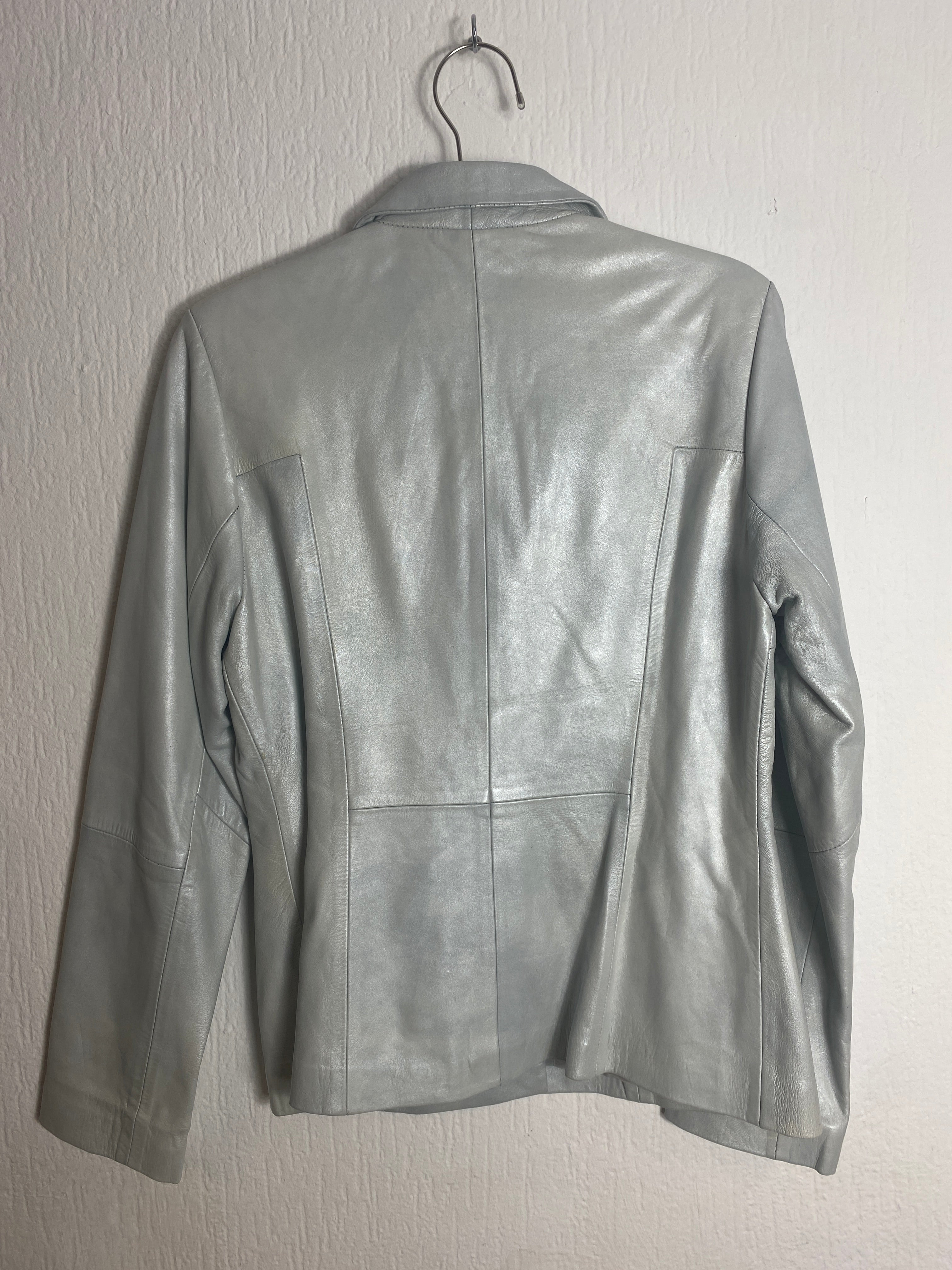 Silver genuine leather blazer