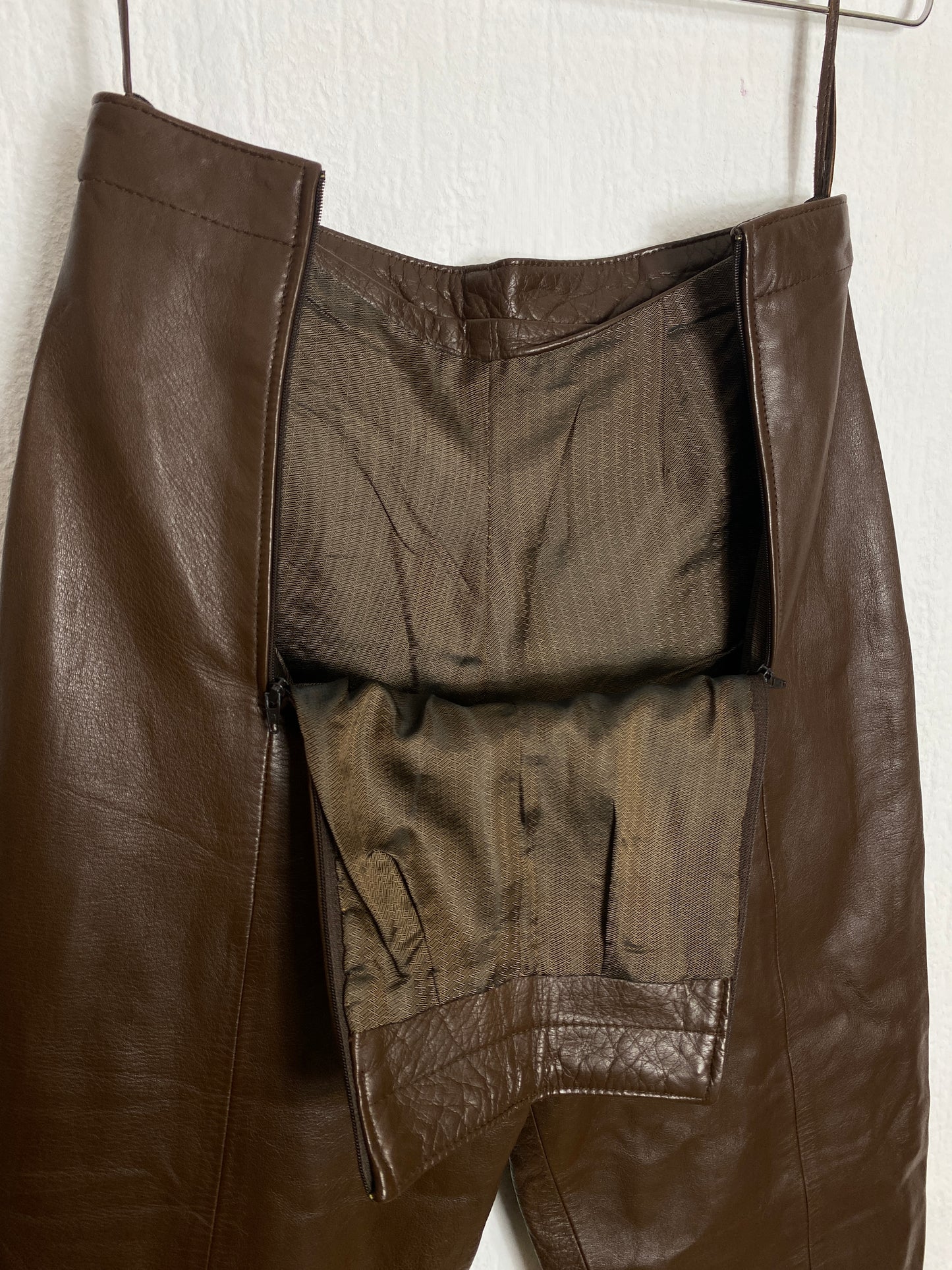 brown leather pants