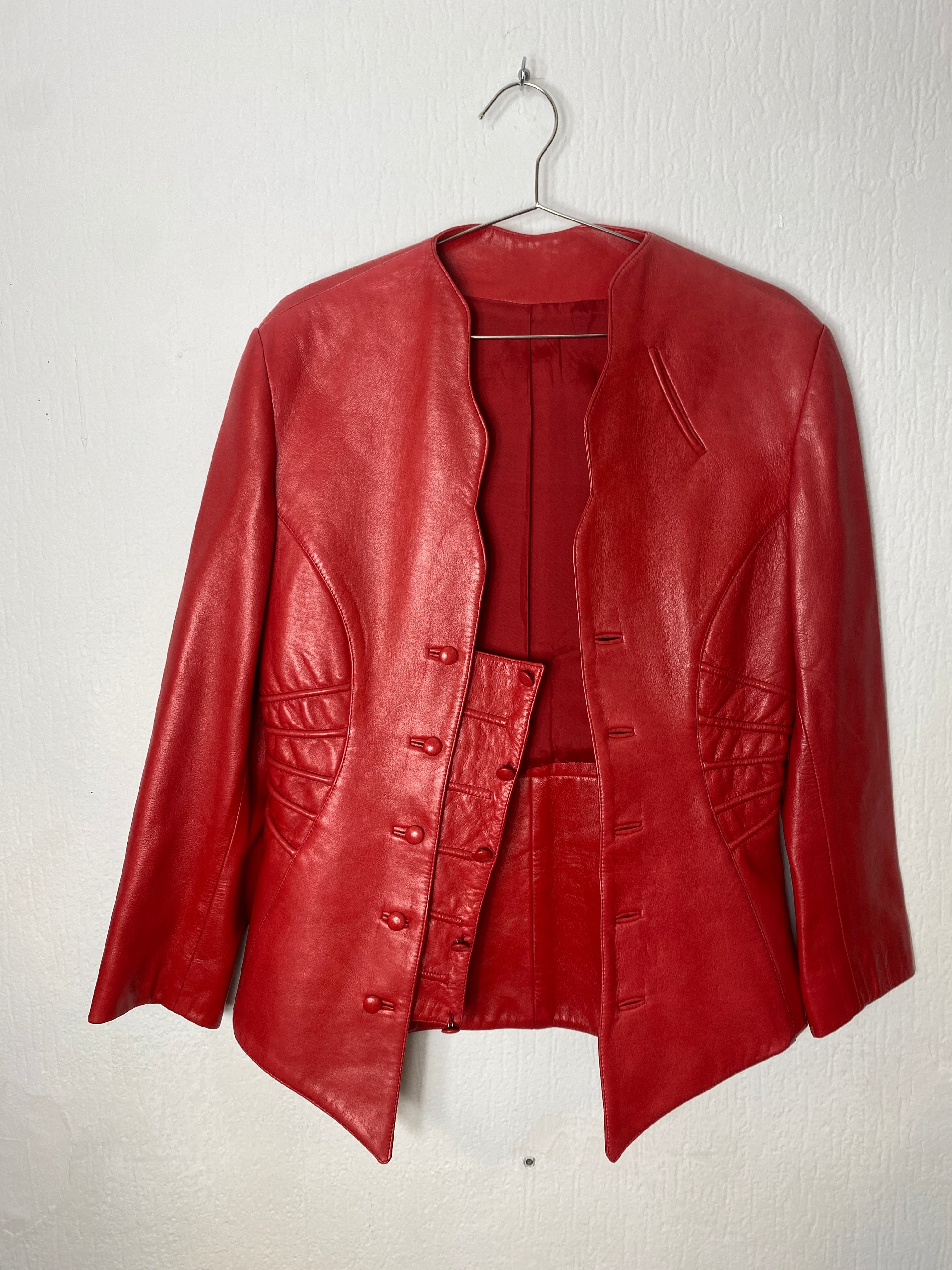 Zweireihige Lederjacke