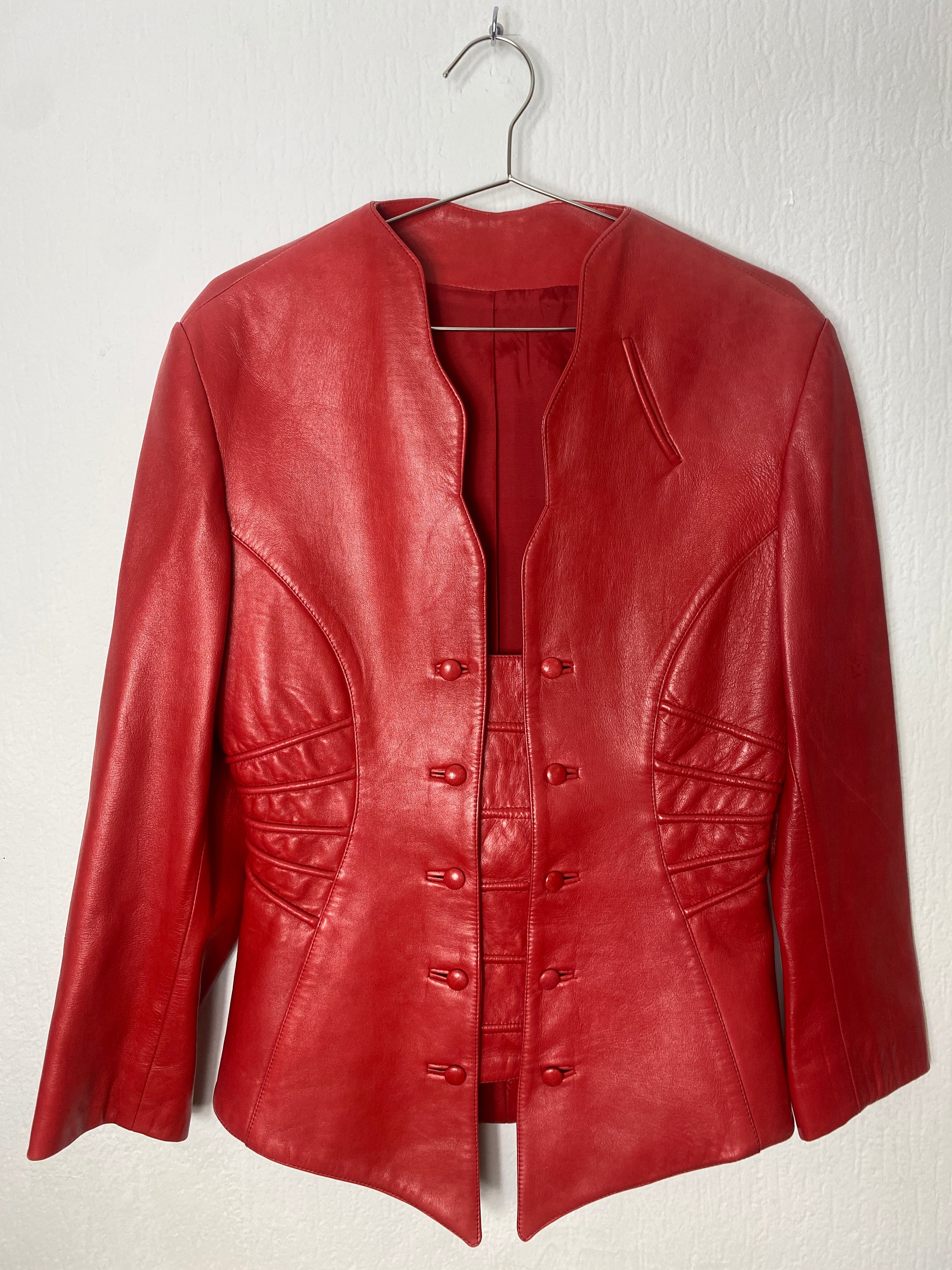 Zweireihige Lederjacke
