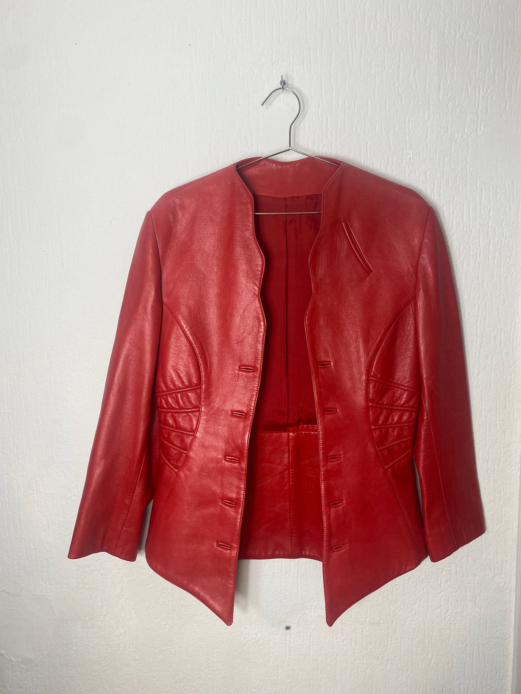 Zweireihige Lederjacke