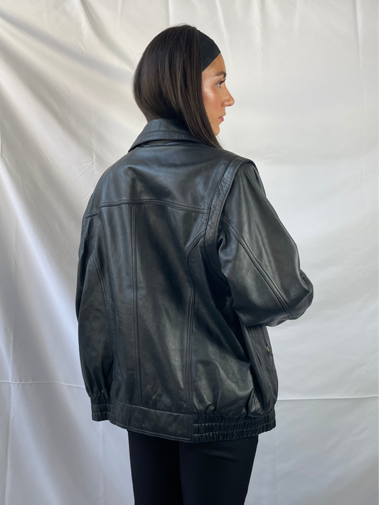 schwarze lederjacke vintage