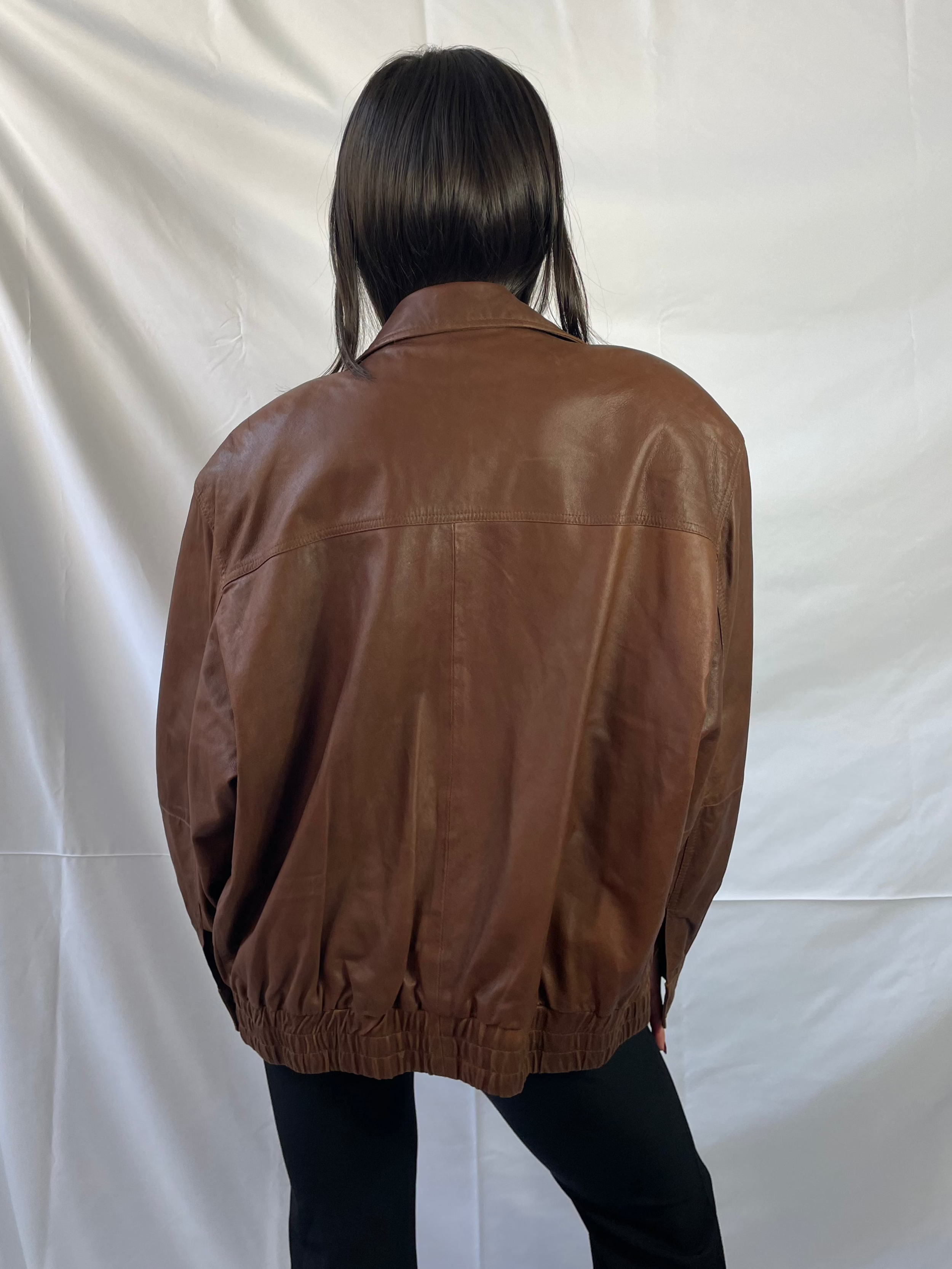 braune vintage lederjacke 