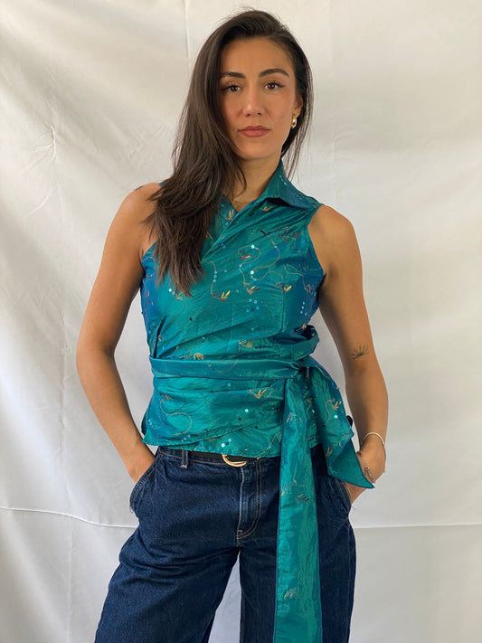 Pailletten Wickeltop