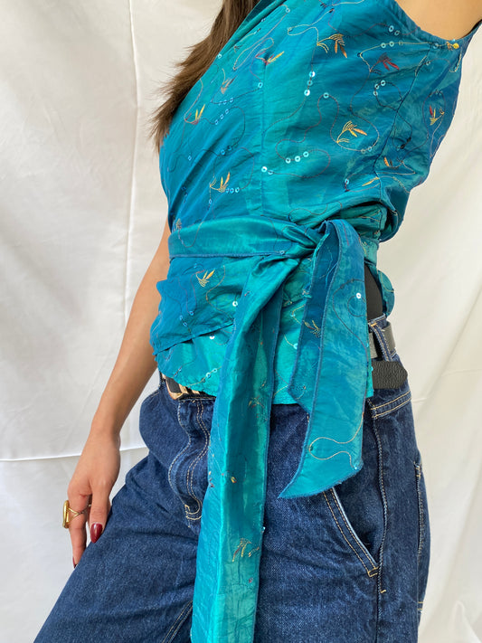 Pailletten Wickeltop