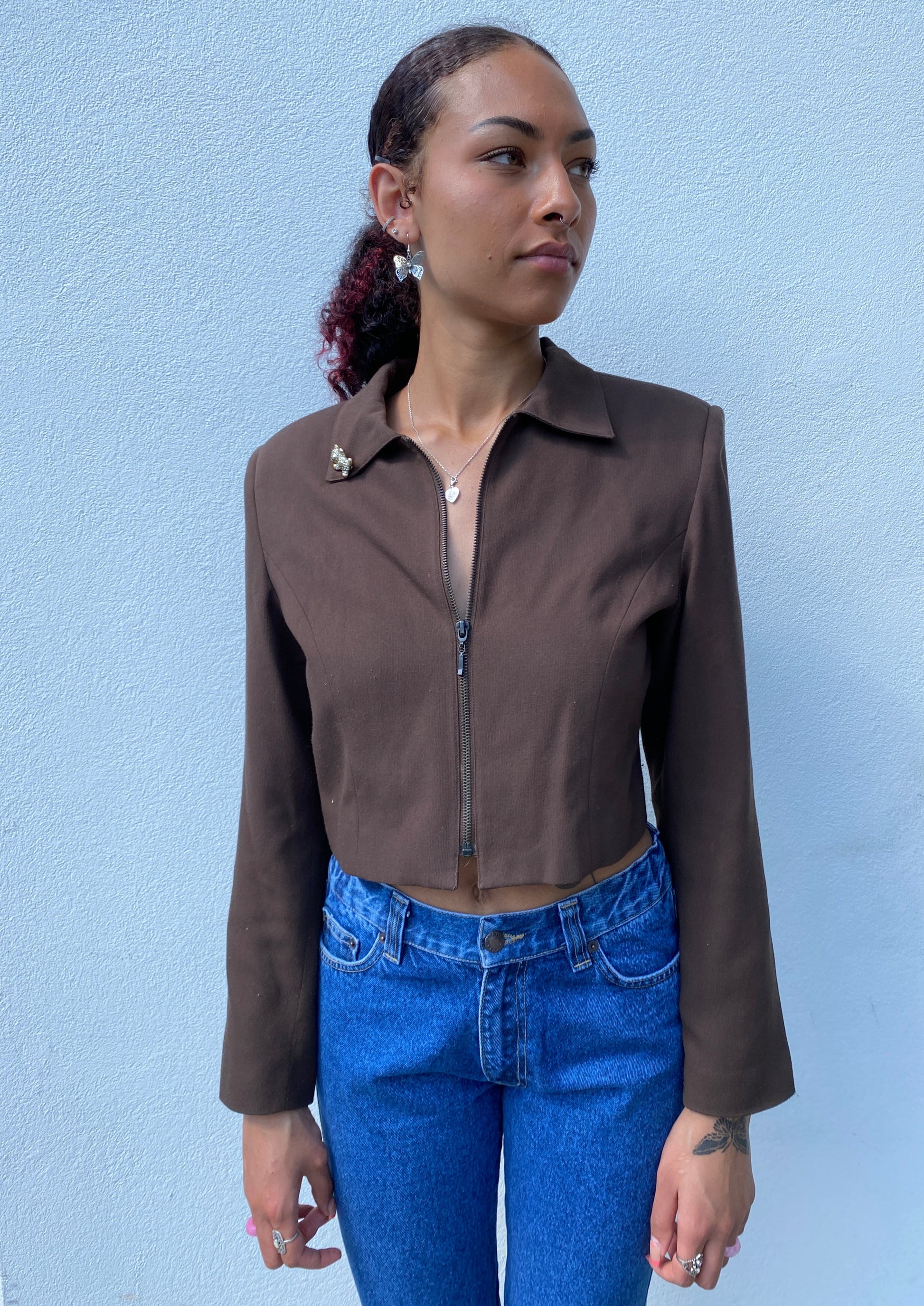 braune kurze vintage jacke y2k