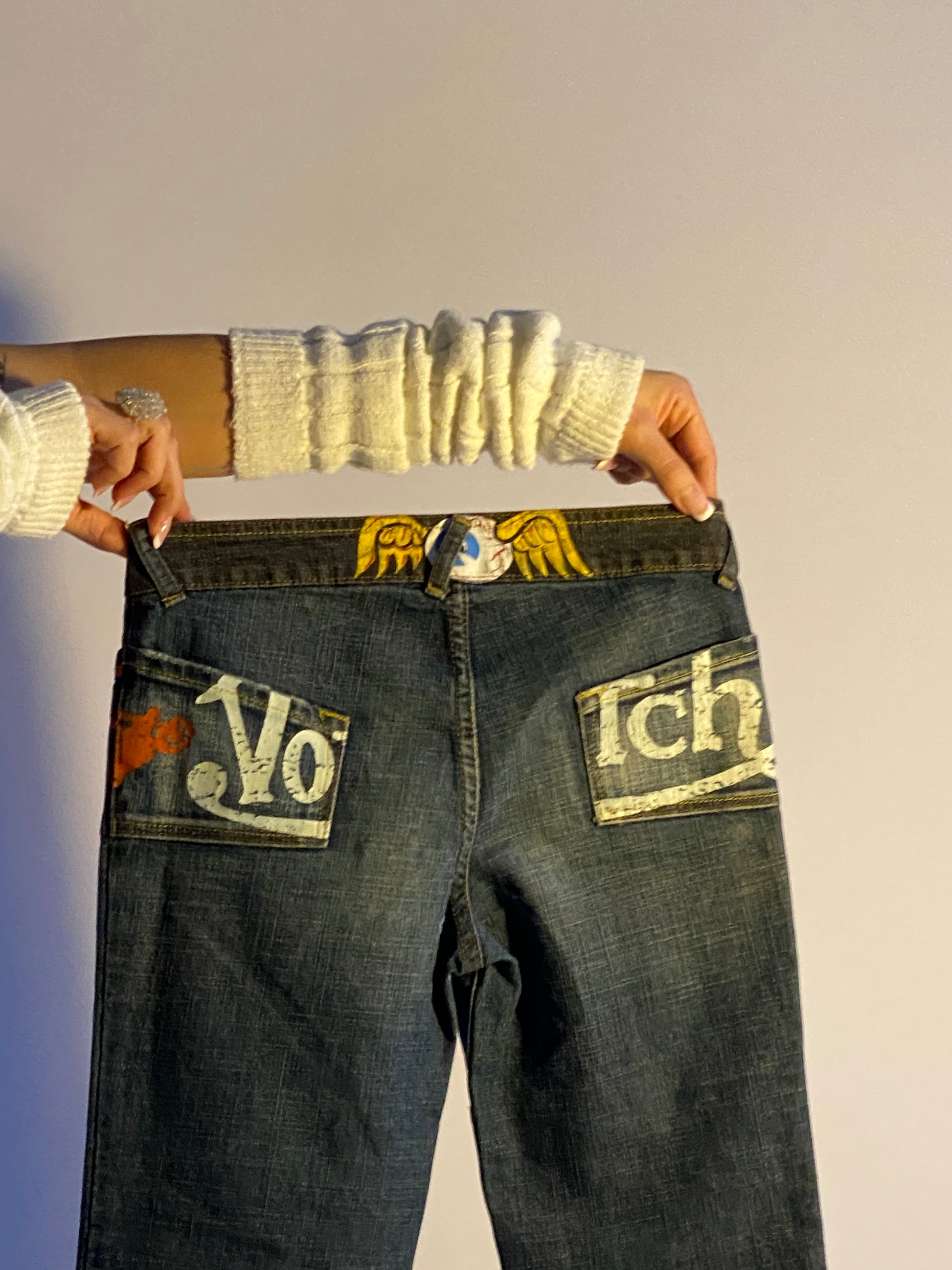 second hand vintage von dutch schlaghose jeans logo